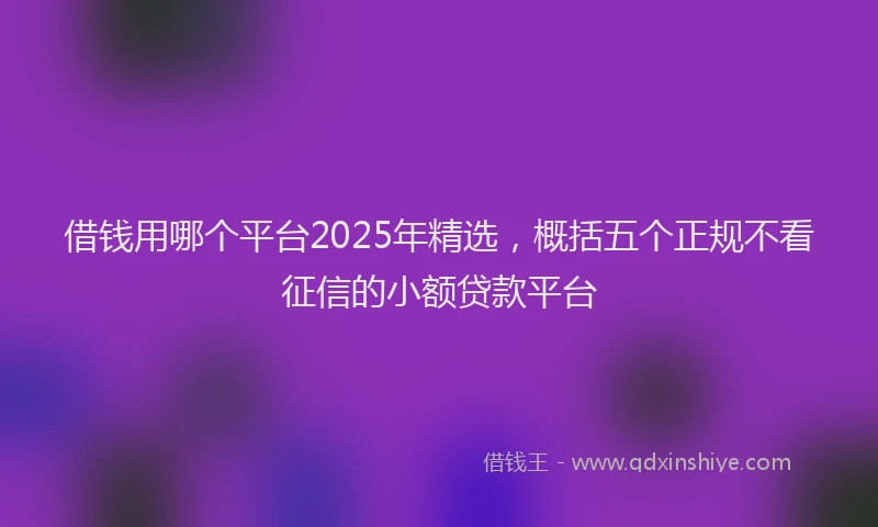 借钱用哪个平台2025年精选，概括五个正规不看征信的小额贷款平台