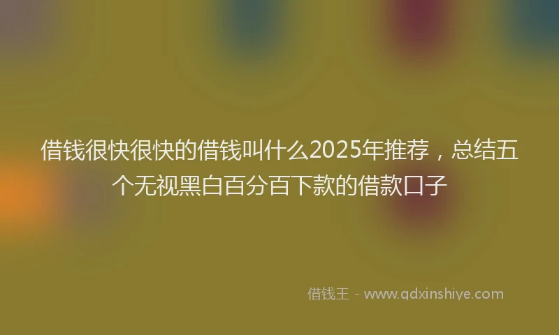 借钱很快很快的借钱叫什么2025年推荐，总结五个无视黑白百分百下款的借款口子