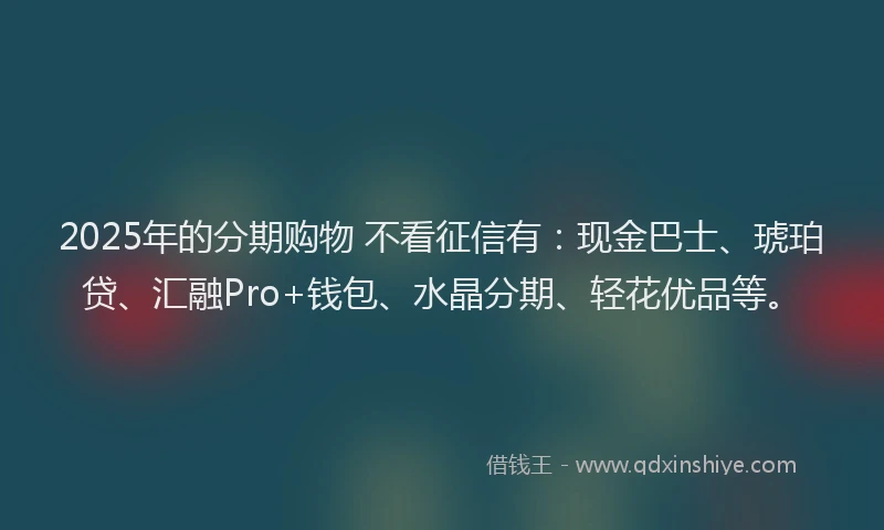 2025年的分期购物 不看征信有：现金巴士、琥珀贷、汇融Pro+钱包、水晶分期、轻花优品等。