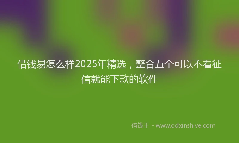 借钱易怎么样2025年精选，整合五个可以不看征信就能下款的软件