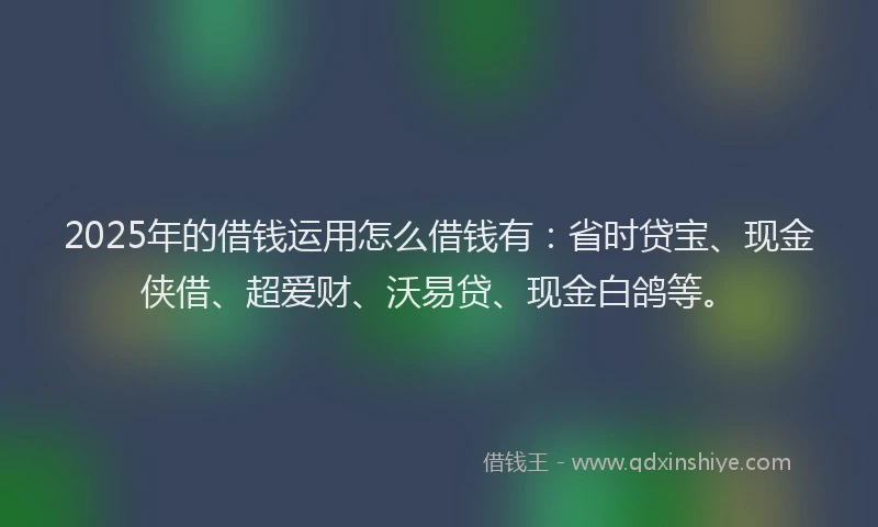 2025年的借钱运用怎么借钱有：省时贷宝、现金侠借、超爱财、沃易贷、现金白鸽等。
