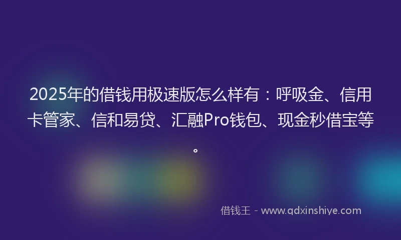 2025年的借钱用极速版怎么样有：呼吸金、信用卡管家、信和易贷、汇融Pro钱包、现金秒借宝等。