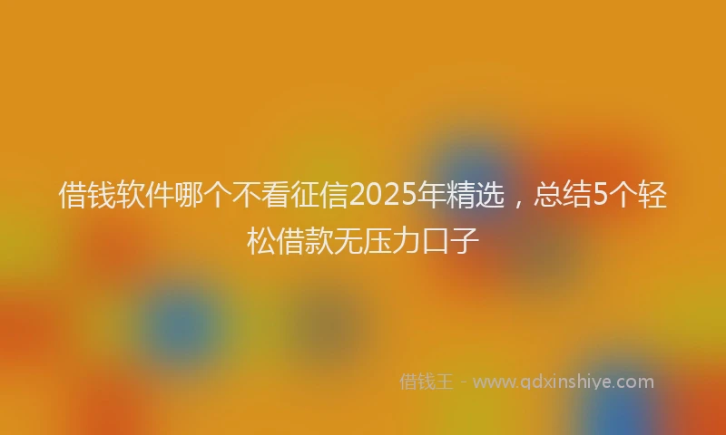 借钱软件哪个不看征信2025年精选，总结5个轻松借款无压力口子