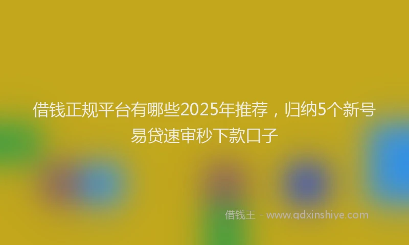 借钱正规平台有哪些2025年推荐，归纳5个新号易贷速审秒下款口子