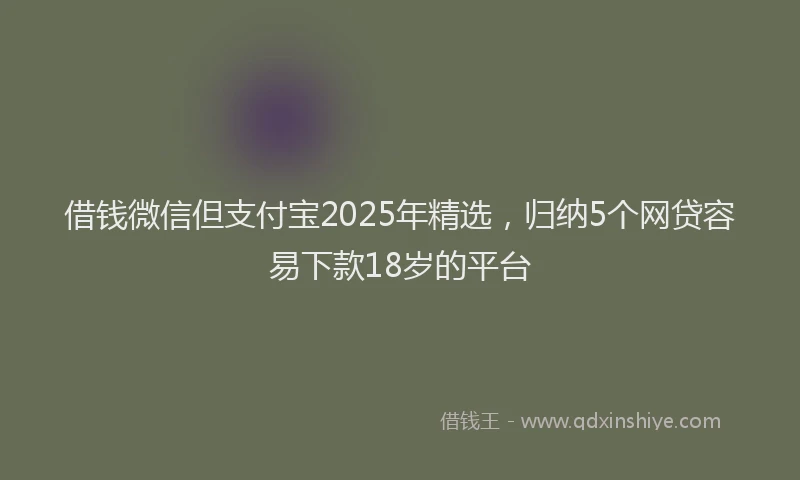 借钱微信但支付宝2025年精选，归纳5个网贷容易下款18岁的平台