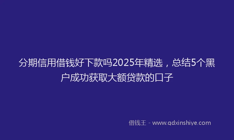 分期信用借钱好下款吗2025年精选，总结5个黑户成功获取大额贷款的口子