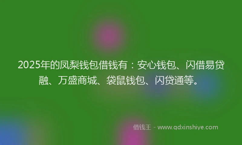 2025年的凤梨钱包借钱有：安心钱包、闪借易贷融、万盛商城、袋鼠钱包、闪贷通等。