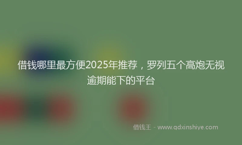 借钱哪里最方便2025年推荐，罗列五个高炮无视逾期能下的平台