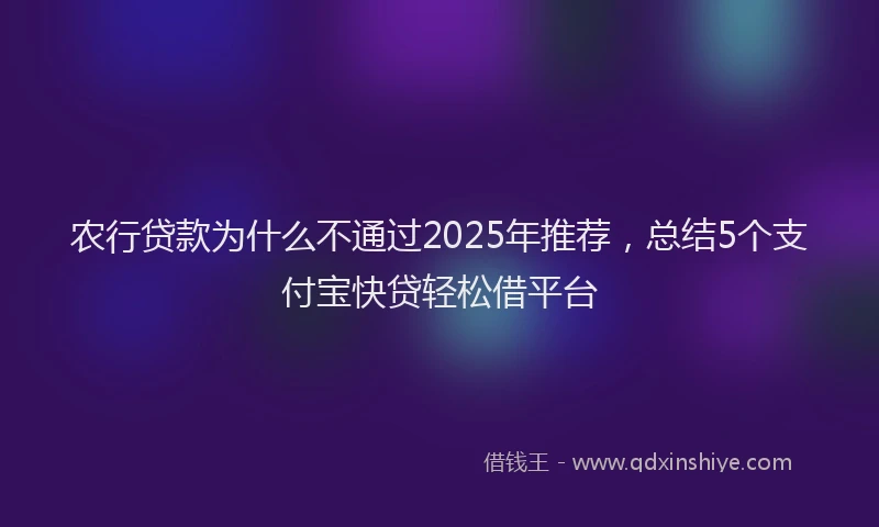 农行贷款为什么不通过2025年推荐，总结5个支付宝快贷轻松借平台