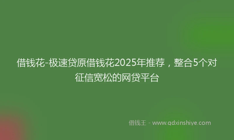 借钱花-极速贷原借钱花2025年推荐，整合5个对征信宽松的网贷平台