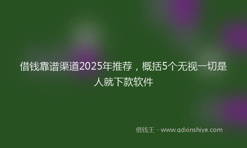 借钱靠谱渠道2025年推荐，概括5个无视一切是人就下款软件