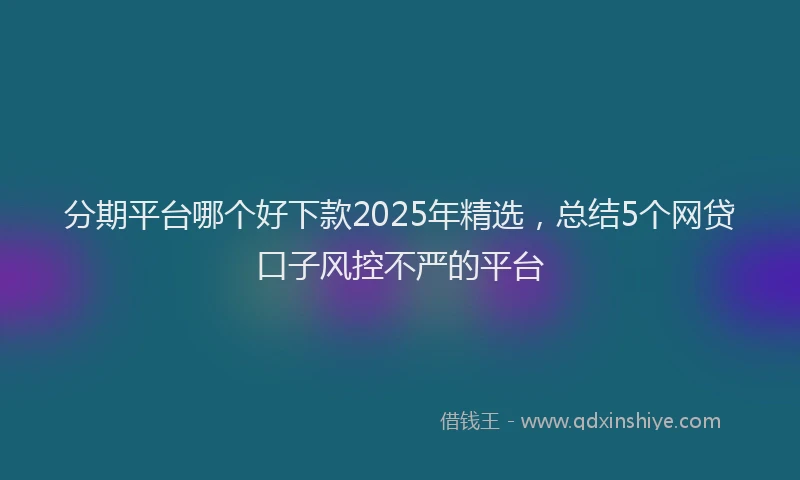 分期平台哪个好下款2025年精选，总结5个网贷口子风控不严的平台