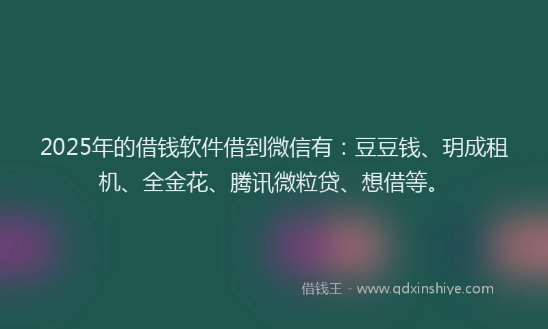 2025年的借钱软件借到微信有：豆豆钱、玥成租机、全金花、腾讯微粒贷、想借等。