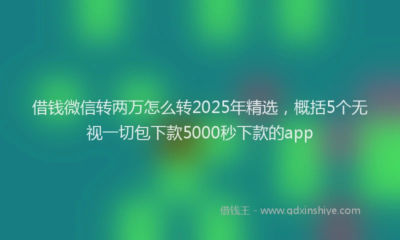 借钱微信转两万怎么转2025年精选，概括5个无视一切包下款5000秒下款的app