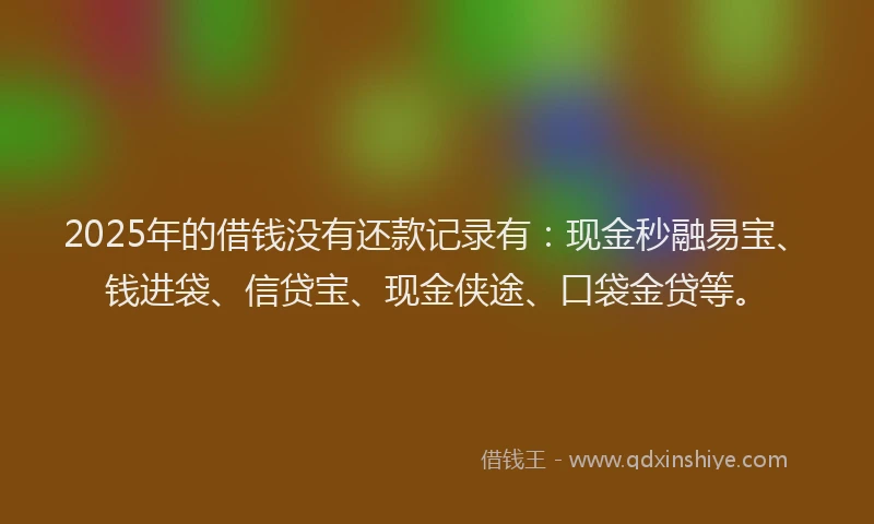 2025年的借钱没有还款记录有：现金秒融易宝、钱进袋、信贷宝、现金侠途、口袋金贷等。