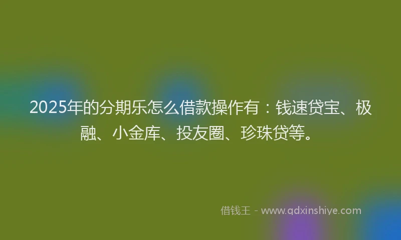 2025年的分期乐怎么借款操作有：钱速贷宝、极融、小金库、投友圈、珍珠贷等。