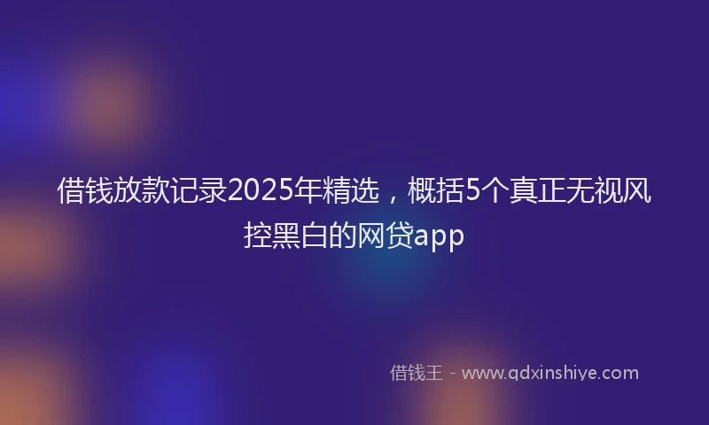 借钱放款记录2025年精选，概括5个真正无视风控黑白的网贷app