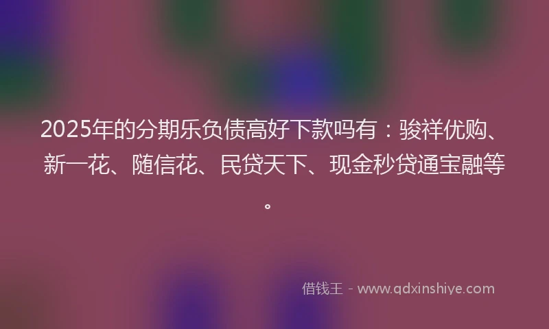 2025年的分期乐负债高好下款吗有：骏祥优购、新一花、随信花、民贷天下、现金秒贷通宝融等。