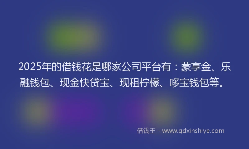 2025年的借钱花是哪家公司平台有：蒙享金、乐融钱包、现金快贷宝、现租柠檬、哆宝钱包等。