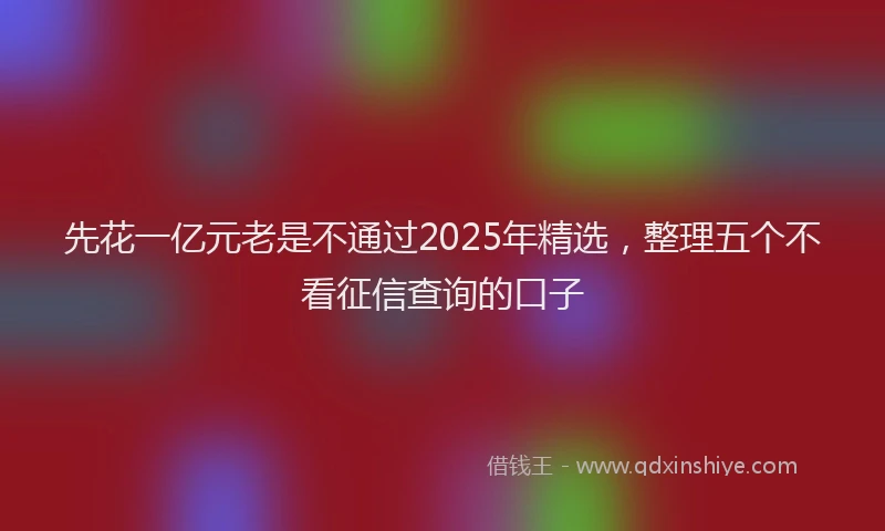 先花一亿元老是不通过2025年精选，整理五个不看征信查询的口子
