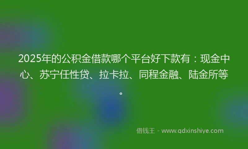 2025年的公积金借款哪个平台好下款有：现金中心、苏宁任性贷、拉卡拉、同程金融、陆金所等。