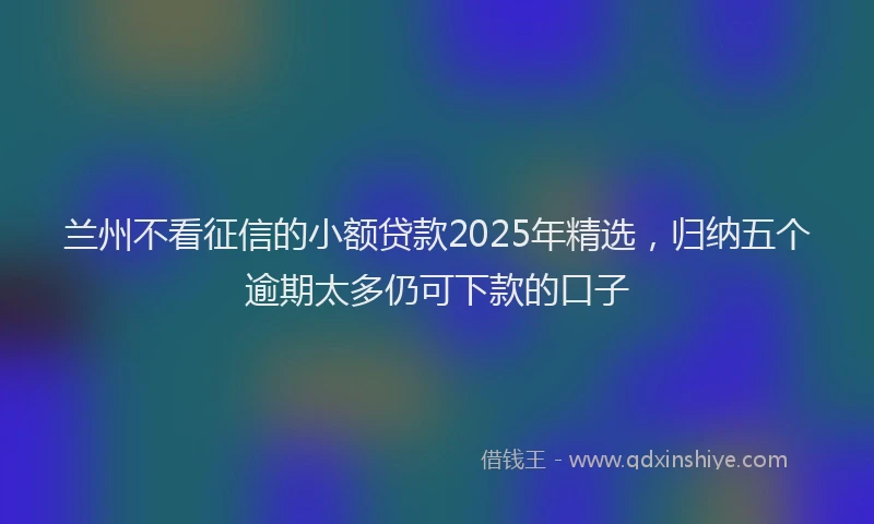 兰州不看征信的小额贷款2025年精选，归纳五个逾期太多仍可下款的口子