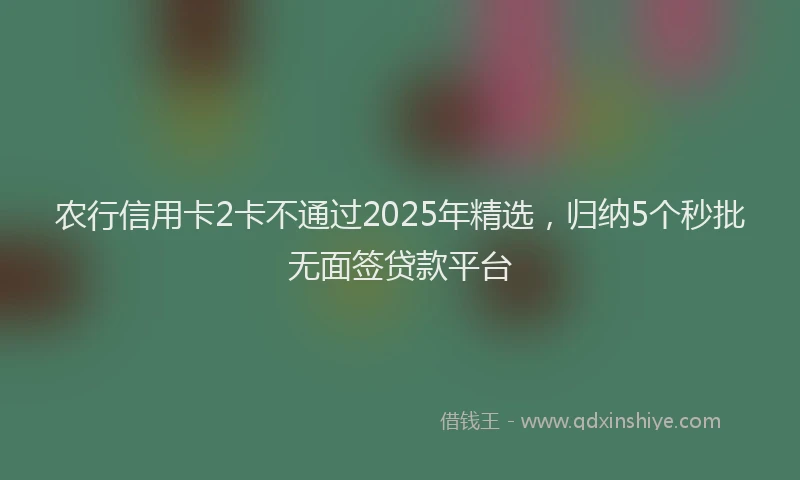 农行信用卡2卡不通过2025年精选，归纳5个秒批无面签贷款平台