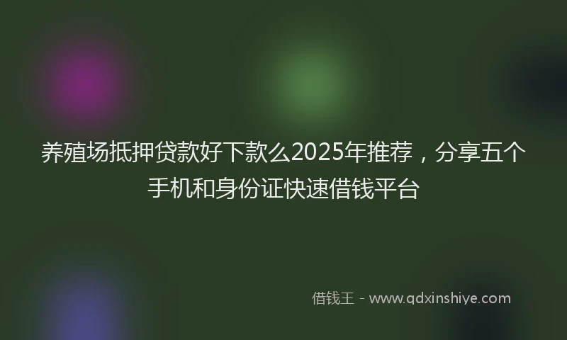 养殖场抵押贷款好下款么2025年推荐，分享五个手机和身份证快速借钱平台