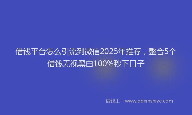 借钱平台怎么引流到微信2025年推荐，整合5个借钱无视黑白100%秒下口子