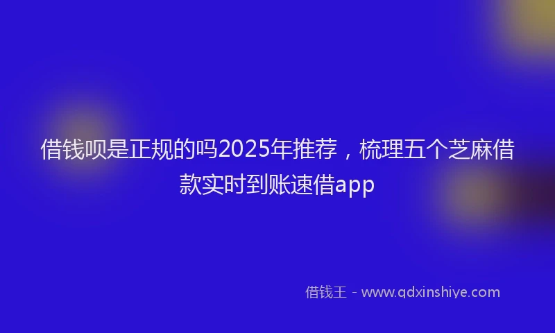 借钱呗是正规的吗2025年推荐，梳理五个芝麻借款实时到账速借app