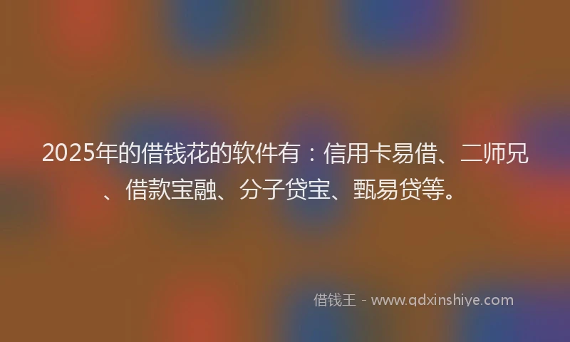 2025年的借钱花的软件有：信用卡易借、二师兄、借款宝融、分子贷宝、甄易贷等。