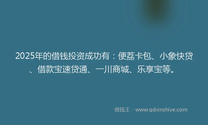 2025年的借钱投资成功有：便荔卡包、小象快贷、借款宝速贷通、一川商城、乐享宝等。