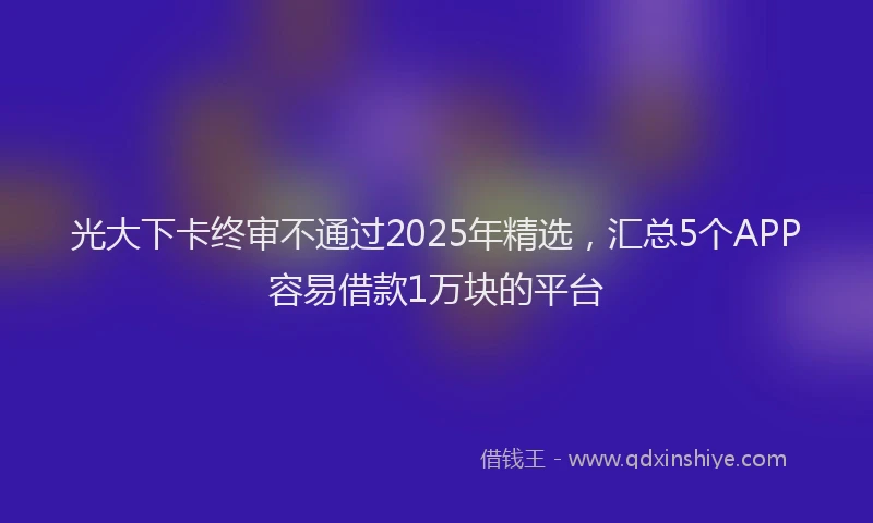 光大下卡终审不通过2025年精选，汇总5个APP容易借款1万块的平台