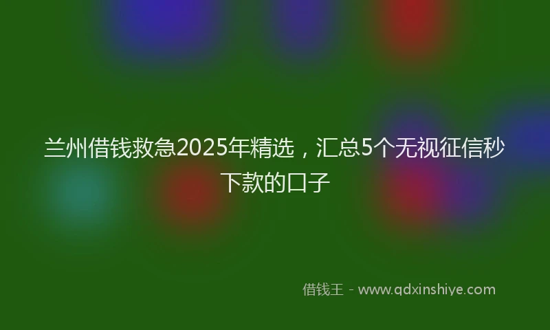 兰州借钱救急2025年精选，汇总5个无视征信秒下款的口子