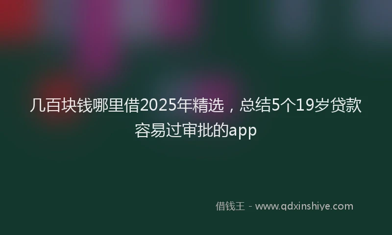 几百块钱哪里借2025年精选，总结5个19岁贷款容易过审批的app