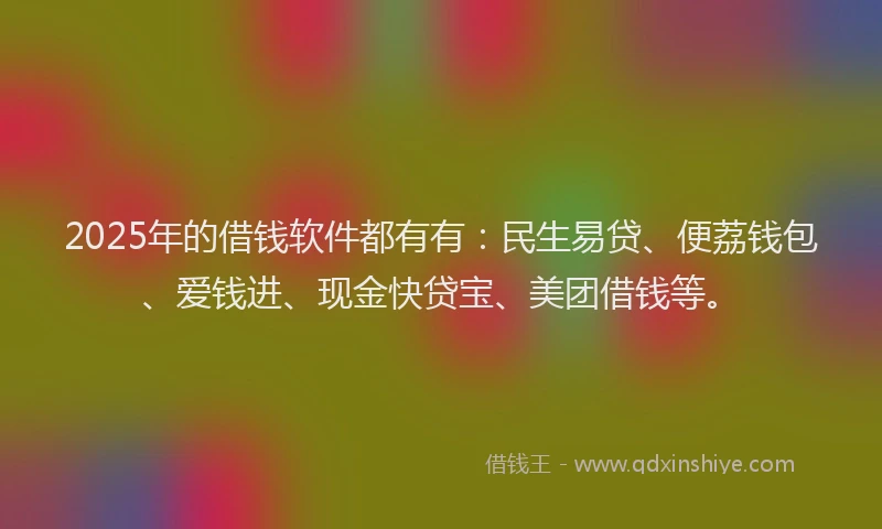 2025年的借钱软件都有有：民生易贷、便荔钱包、爱钱进、现金快贷宝、美团借钱等。