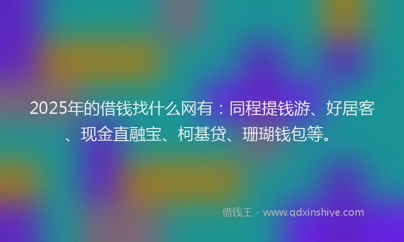 2025年的借钱找什么网有：同程提钱游、好居客、现金直融宝、柯基贷、珊瑚钱包等。