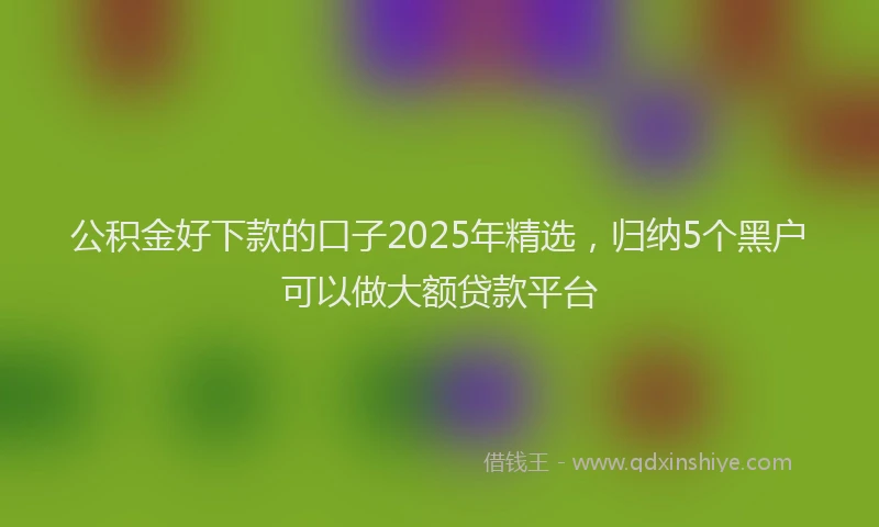公积金好下款的口子2025年精选，归纳5个黑户可以做大额贷款平台