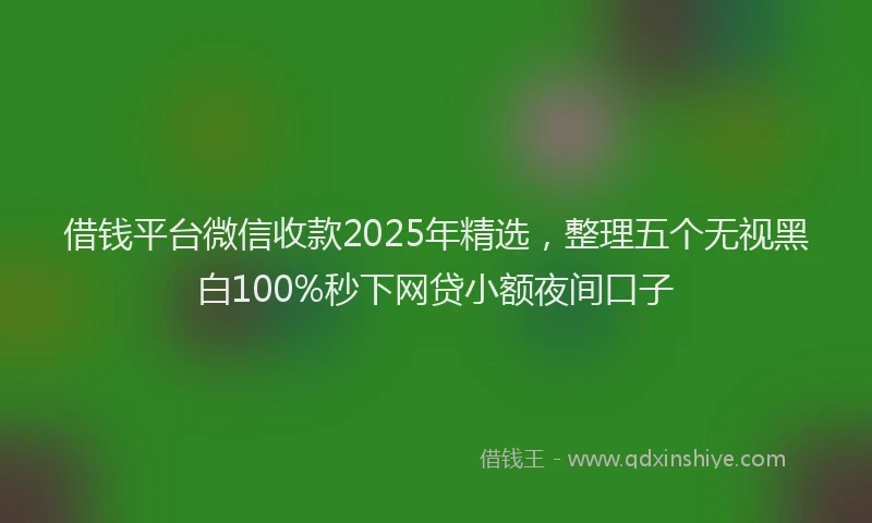 借钱平台微信收款2025年精选，整理五个无视黑白100%秒下网贷小额夜间口子