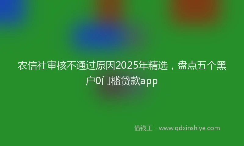 农信社审核不通过原因2025年精选，盘点五个黑户0门槛贷款app
