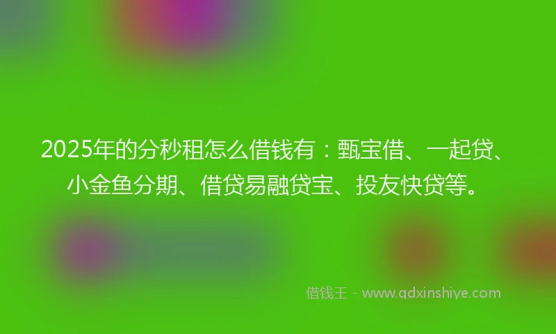 2025年的分秒租怎么借钱有：甄宝借、一起贷、小金鱼分期、借贷易融贷宝、投友快贷等。