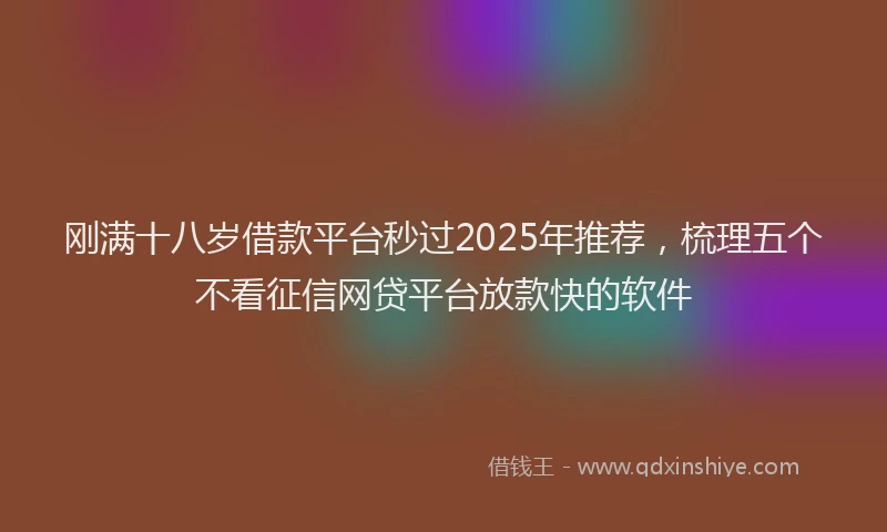 刚满十八岁借款平台秒过2025年推荐，梳理五个不看征信网贷平台放款快的软件