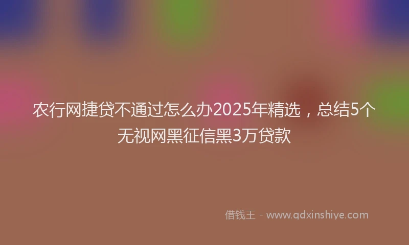 农行网捷贷不通过怎么办2025年精选，总结5个无视网黑征信黑3万贷款