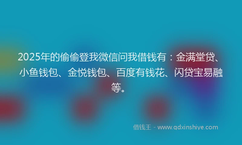 2025年的偷偷登我微信问我借钱有：金满堂贷、小鱼钱包、金悦钱包、百度有钱花、闪贷宝易融等。