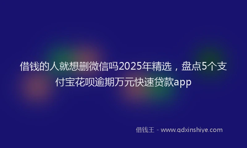 借钱的人就想删微信吗2025年精选，盘点5个支付宝花呗逾期万元快速贷款app