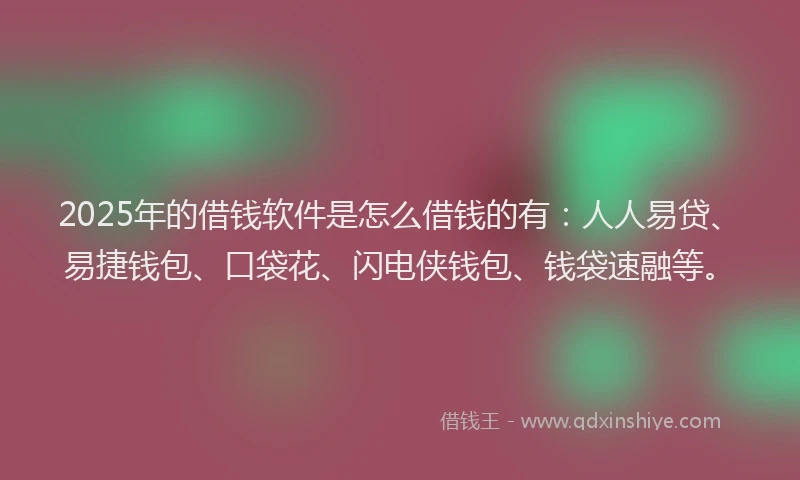 2025年的借钱软件是怎么借钱的有：人人易贷、易捷钱包、口袋花、闪电侠钱包、钱袋速融等。