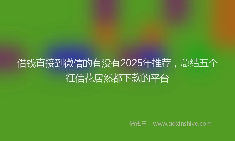 借钱直接到微信的有没有2025年推荐，总结五个征信花居然都下款的平台