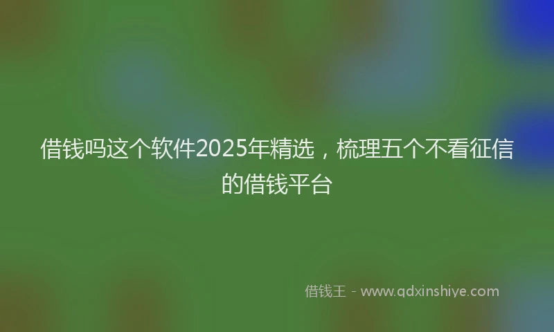 借钱吗这个软件2025年精选，梳理五个不看征信的借钱平台