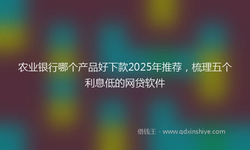农业银行哪个产品好下款2025年推荐，梳理五个利息低的网贷软件
