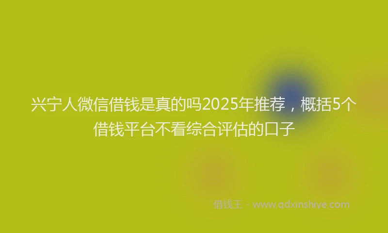 兴宁人微信借钱是真的吗2025年推荐，概括5个借钱平台不看综合评估的口子